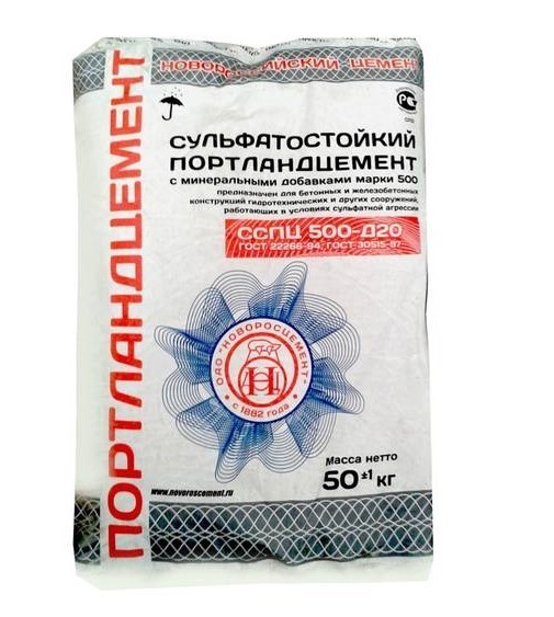 Цемент Новороссийский 50кг М-500 Д-20 сульфат (30)