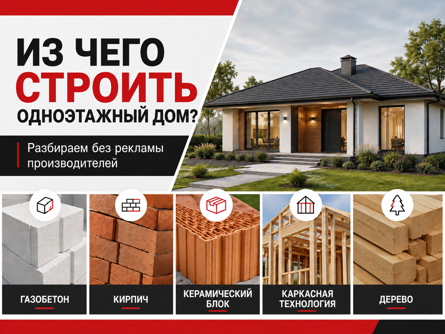 Из чего сегодня разумнее строить одноэтажный дом: разбираем без рекламы производителей. Из чего сегодня разумнее строить одноэтажный дом: разбираем без рекламы производителей.