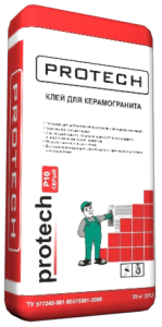 Клей для плитки PROTECH Р-10 для керамогранита  25кг(54) (красный)
