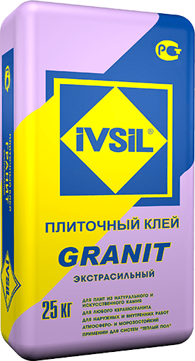 Клей для плитки IVSIL GRANIT гранит,мрамор,кр.керамогранит,тепл.пол25кг(48)
