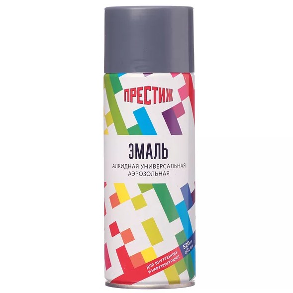 Эмаль Аэрозольная акриловая ТЕМНО-СЕРАЯ 425мл универсальная Престиж