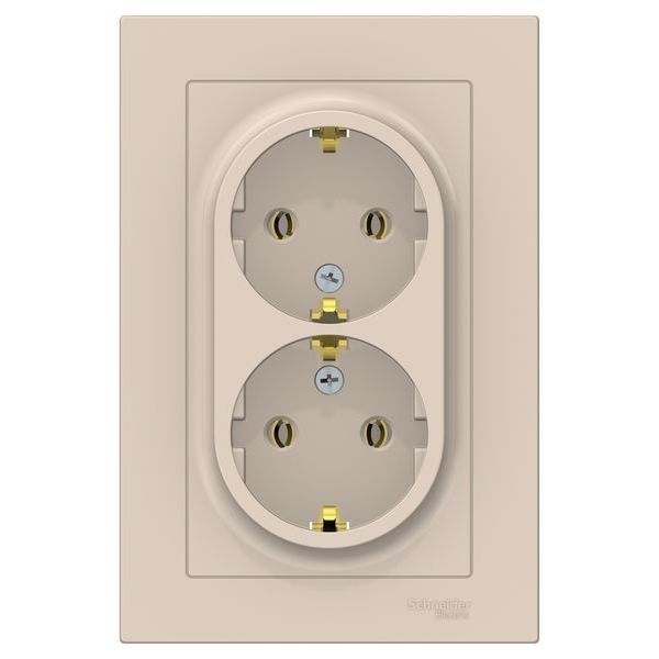 Розетка Schneider AtlasDesign 2-ая с/з бежевый