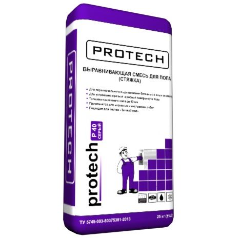 Ровнитель для пола PROTECH Р-40 внутр./нар. работы (10-80мм) 25кг (54)