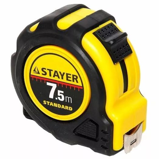 Рулетка  7.5м*25мм STAYER "Standard" обрезиненный корпус, 34025-07