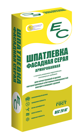 Шпатлевка цементная фасадная серая ЕС 20кг(50)