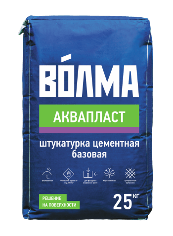 Штукатурка цементная ВОЛМА АКВАПЛАСТ с арм.волокном 25кг (48)