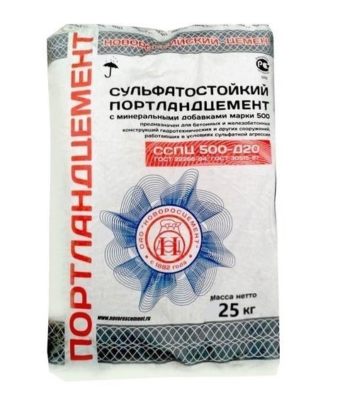 Цемент Новороссийский 25кг М-500 Д-20 сульфат