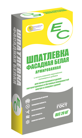 Шпатлевка цементная фасадная белая ЕС 20кг(50)