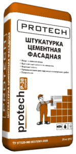 Штукатурка цементная PROTECH Р-38 фасадная серая 25кг( 54)