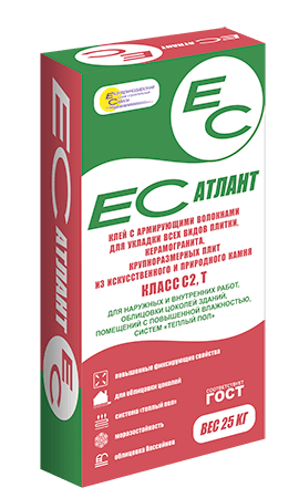 Клей для плитки ЕС АТЛАНТс ар.волокном керамогранит камень  25кг(48)