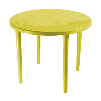 Стол круглый желтый 90*90*71см Стандарт пластик