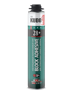Пена-клей пистолетная для строительных блоков KUDO PROFF 28+ ABL 1000мл (12)