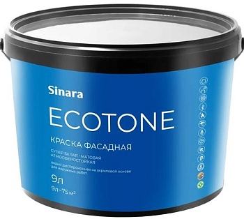 Краска акриловая для фасадов прозрачная матовая С 9л Sinara ECOTONE 