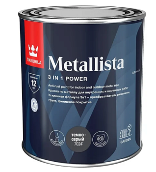 Краска по ржавчине TIKKURILA METALLISTA серая/темно серая гл 0,8л