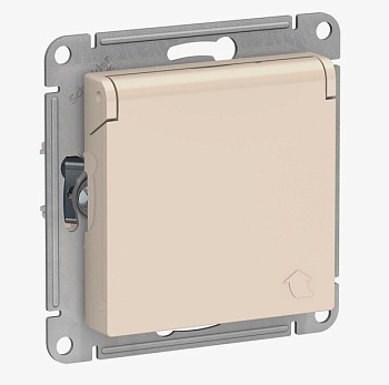 Механизм розетки 1-м СП AtlasDesign 16А IP20 с заземл. защ. шторки с крышкой беж. SchE ATN000246
