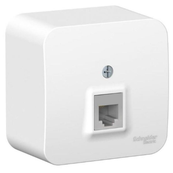 Розетка Schneider Blanca RJ11 телефонная накладная белая
