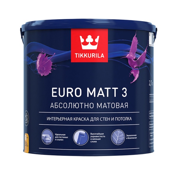 Краска EURO MATT 3 C гл/мат 2,7л TIKKURILA  