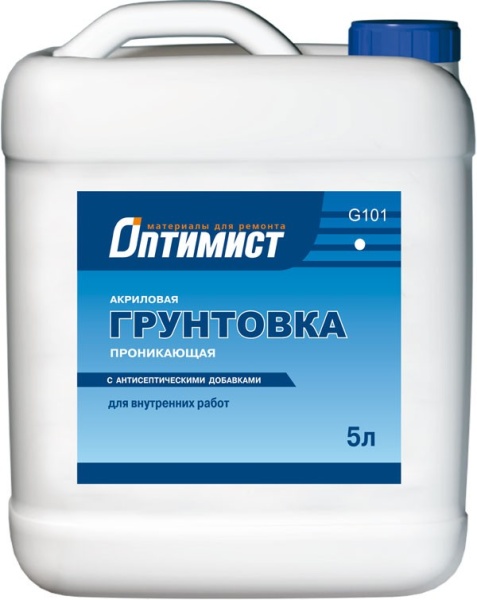 Грунтовка для вн. работ проник. акрил 5л (синяя эт. 100) G101 Оптимист