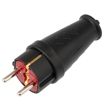 Вилка вл. прямая COMPACT, с/з, 16А, IP44 каучук, черная REXANT111-200
