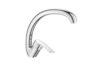 Смеситель DECOROOM DR23021 одноручный для кухни с высоким поворотным изливом,хром