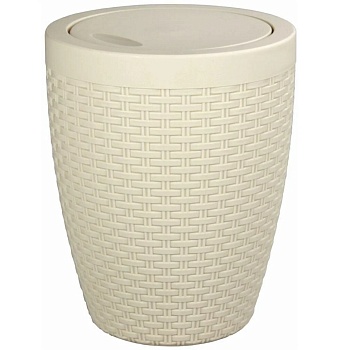 Контейнер для мусора 8л овальный с крышкой "Плетенка" Альтернатива М1790 слоновая кость