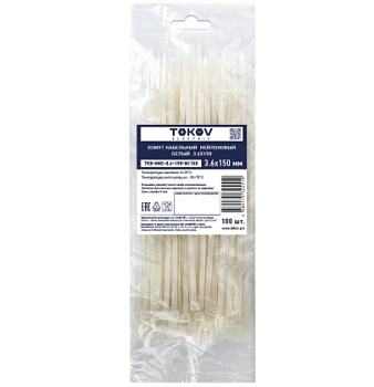 Хомут кабельный 3.6*150 нейл.бел.(уп.100шт) TOKOV ELECTRIC TKE-HNS-3.6-150-W/100