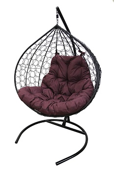 Кресло подвесное Фиджи Лайт BG6965 (цв.корзины черный, подушки бордо)