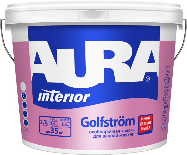 Краска AURA GOLFSTROM для ванной и кухни 2,7л