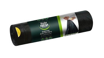 Мешки для мусора с завязками(зеленые) 35л рулон 15шт 14 мкм "MASTER FRESH"