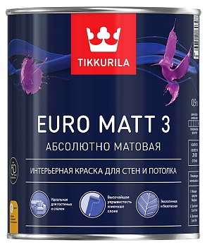 Краска  EURO MATT 3 А гл/мат 0,9л TIKKURILA