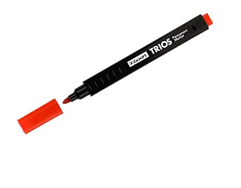 Маркер перманентный Красный, пулевидный, 2,5 мм Luxor "Trios"