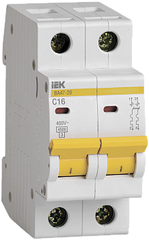 Выключатель автоматический 2Р C 16А 4,5кА ВА47-29 IEK MVA20-2-016-C