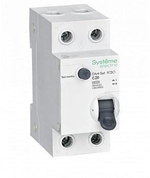 Выключатель автоматический дифференциального тока Systeme Electric 1Р+N C20A 4,5kA 30 мА Тип-АС 230В C9D34620