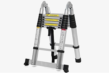 Лестница телескопическая двухсекционная АЛЮМЕТ STD 2.5, стальная, 2x8 ступеней, 5 м 275849