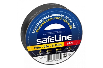Изолента 19мм*20м черная SAFELINE