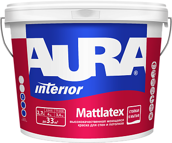 Краска AURA Mattlatex моющаяся стены/потолок 2,7л