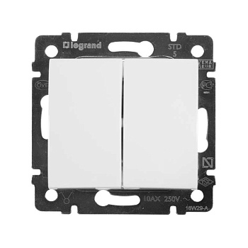 Механизм выключателя Legrand Valena 2-клавишный белый