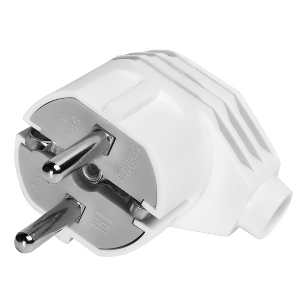Вилка угловая сз белая 16А 250В Smartbuy (SBE-16-P02-w)