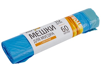 Мешки для мусора с завязками 60л рулон 10шт 15 мкм Рыжий Кот