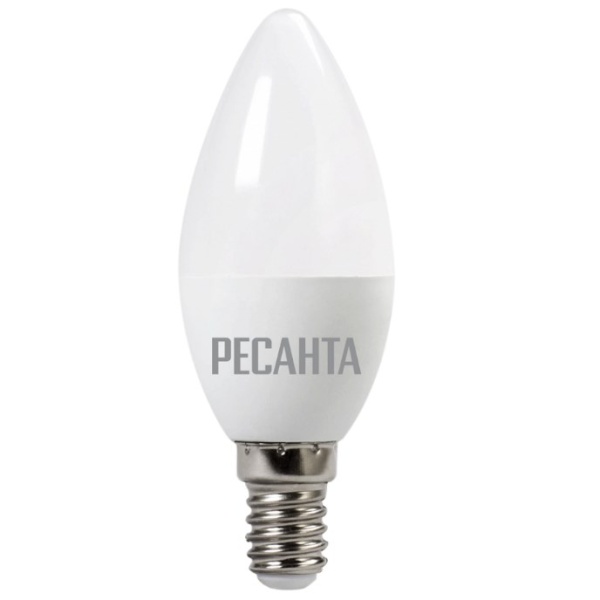 Лампа с/д Ресанта 5W  Е14 3000K свеча 76/1/1