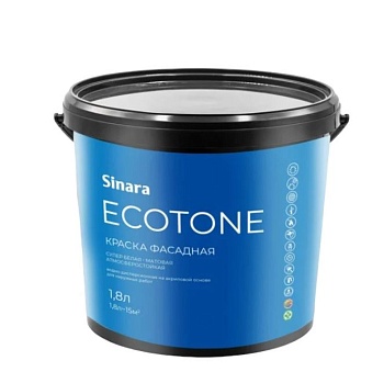 Краска акриловая для фасадов супер белая 1,8л Sinara ECOTONE 