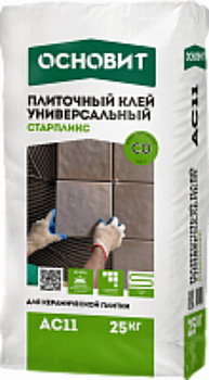 Клей для плитки ОСНОВИТ АС 11 Н СТАРПЛИКС  с арм.вол.(к/гр до 450г/100 см кв ) 25кг(56)