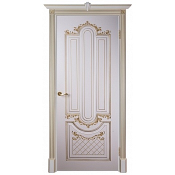 Дверное полотно Александрия - 2 ДГ 2000х700 RAL 9001 Эмаль Слоновая кость Патина Золото
