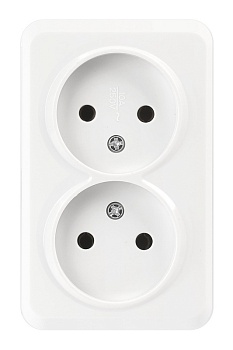 Розетка 2-местная 16А с заземлением белая "Юпитер" (SBE-03w-16-S2-Z-c)