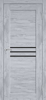 Дверное полотно Полла 26.3  Эко.Дуб Бьянко 800 стекло черный лак (витрина)