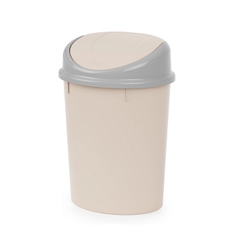 КОНТЕЙНЕР ДЛЯ МУСОРА 8 Л ОВАЛЬНЫЙ С ПЛАВАЮЩЕЙ КРЫШКОЙ (СЛОН. КОСТЬ) (1/5) "АЛЬТЕРНАТИВА" М4166