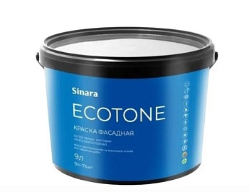 Краска акриловая для фасадов супер белая 9л Sinara ECOTONE 
