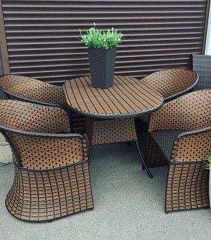 Комплект садовой мебели МИЛАН  СТОП ЦЕНА ! (плоский широкий жгут)  стол+4 кресла