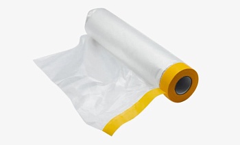 Пленка защитная с малярной лентой 150см*20м HDPE 7 мкм золотистая Лукрас