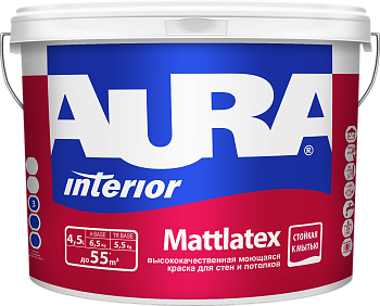 Краска AURA Mattlatex моющаяся стены/потолок 4,5л